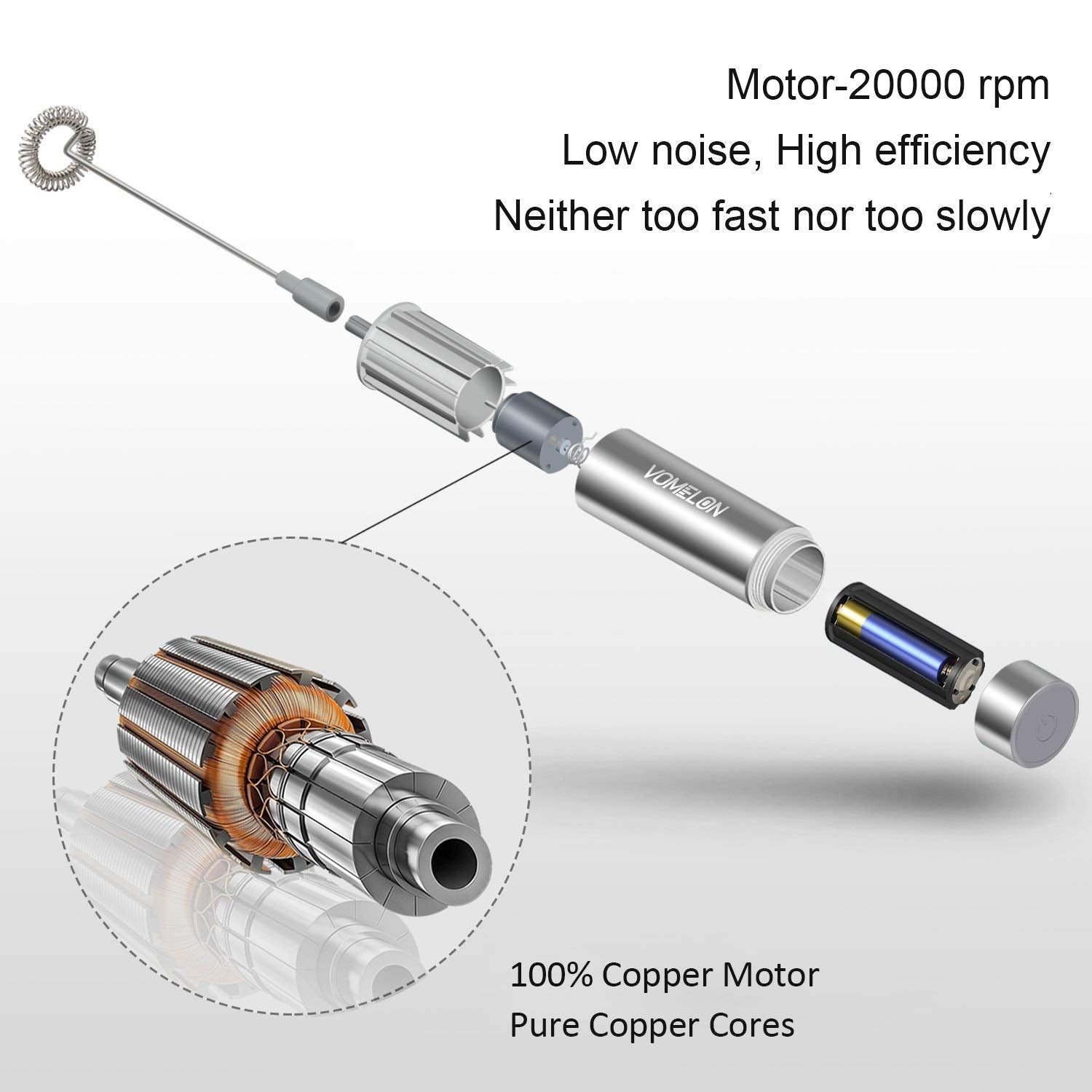 VOMELON milk-frother-storage-tube keeping components dust-free