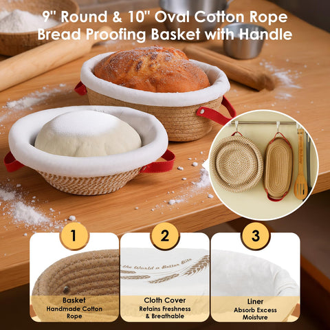 Vonates oval banneton 10in supports hydration and even expansion