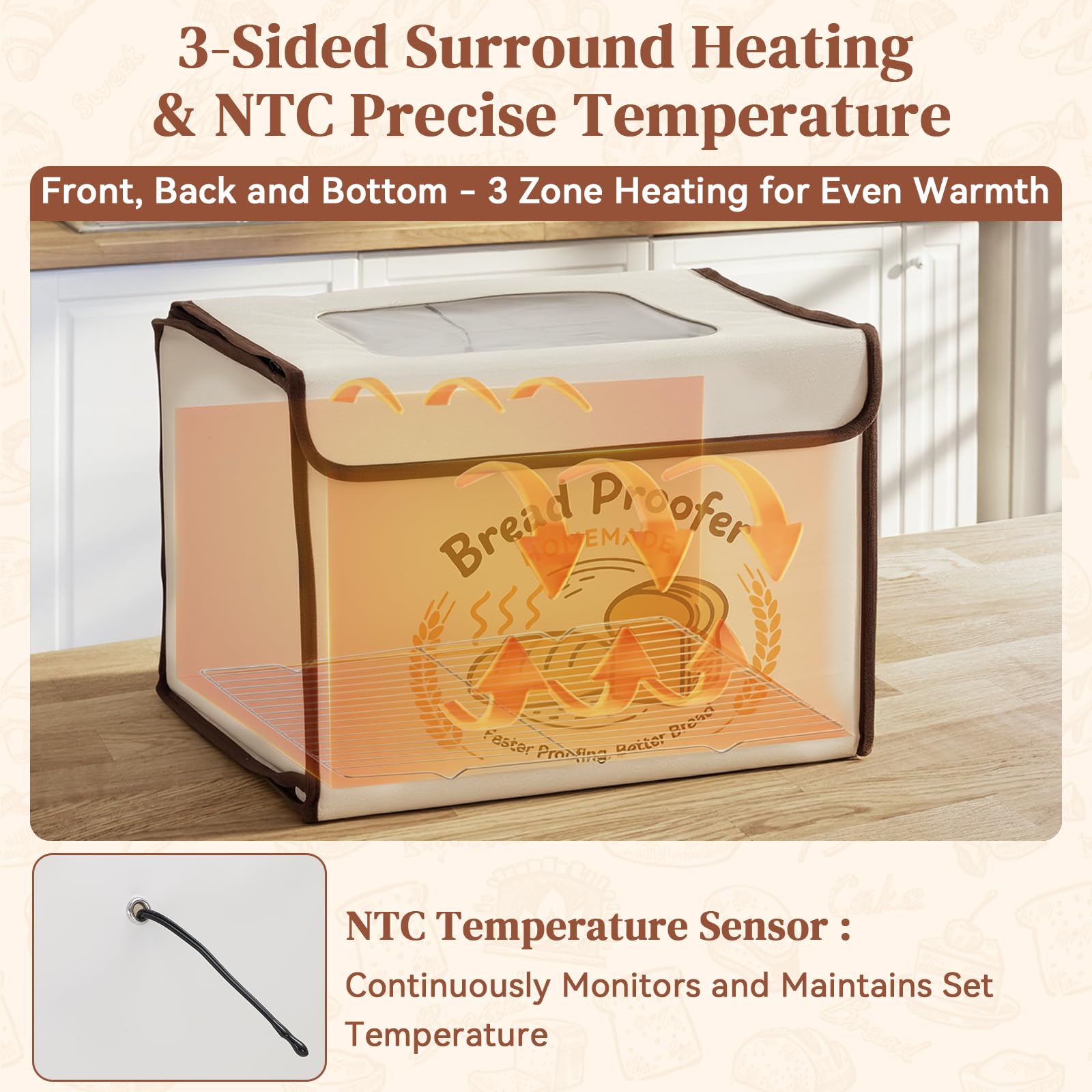 VONATES proofer with three heating zones warms dough evenly for reliable sourdough fermentation.