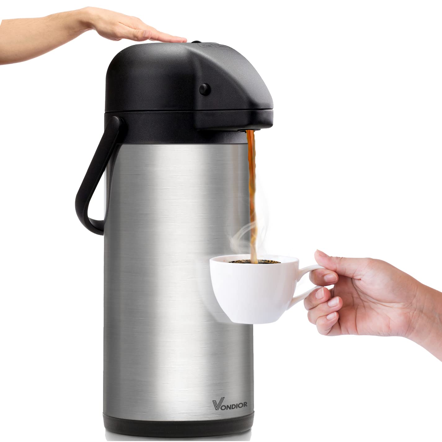 Vondior 102oz coffee carafe with pump top keeps hot beverages ready to serve