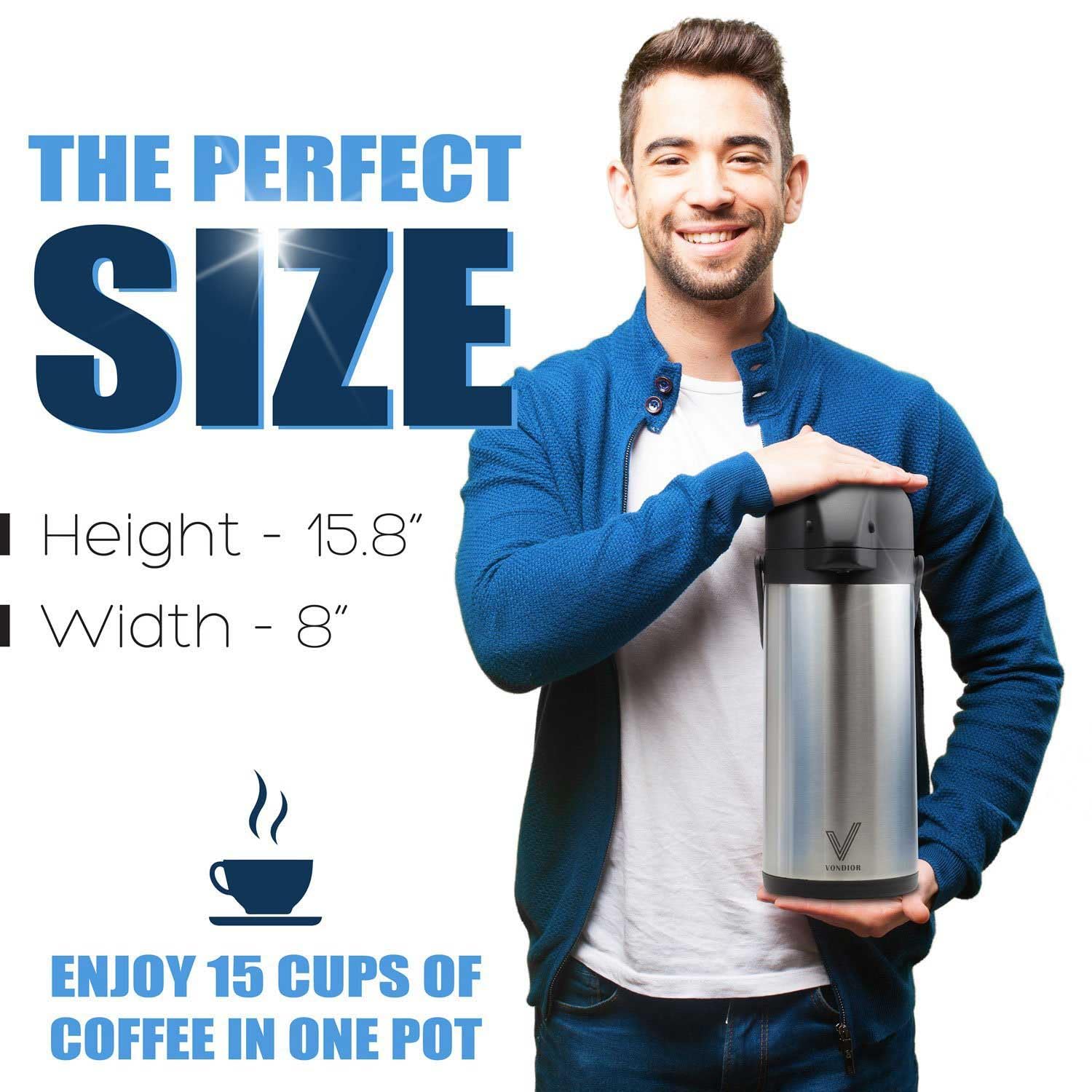 Vondior 3l capacity thermal dispenser serves up to 15 cups