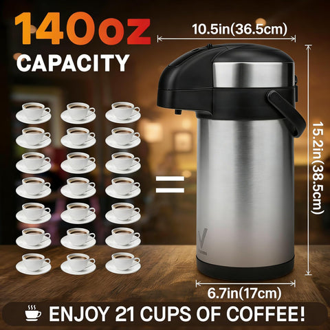 Vondior vacuum-insulation-beverage-pitcher keeps beverages hot or cold longer.