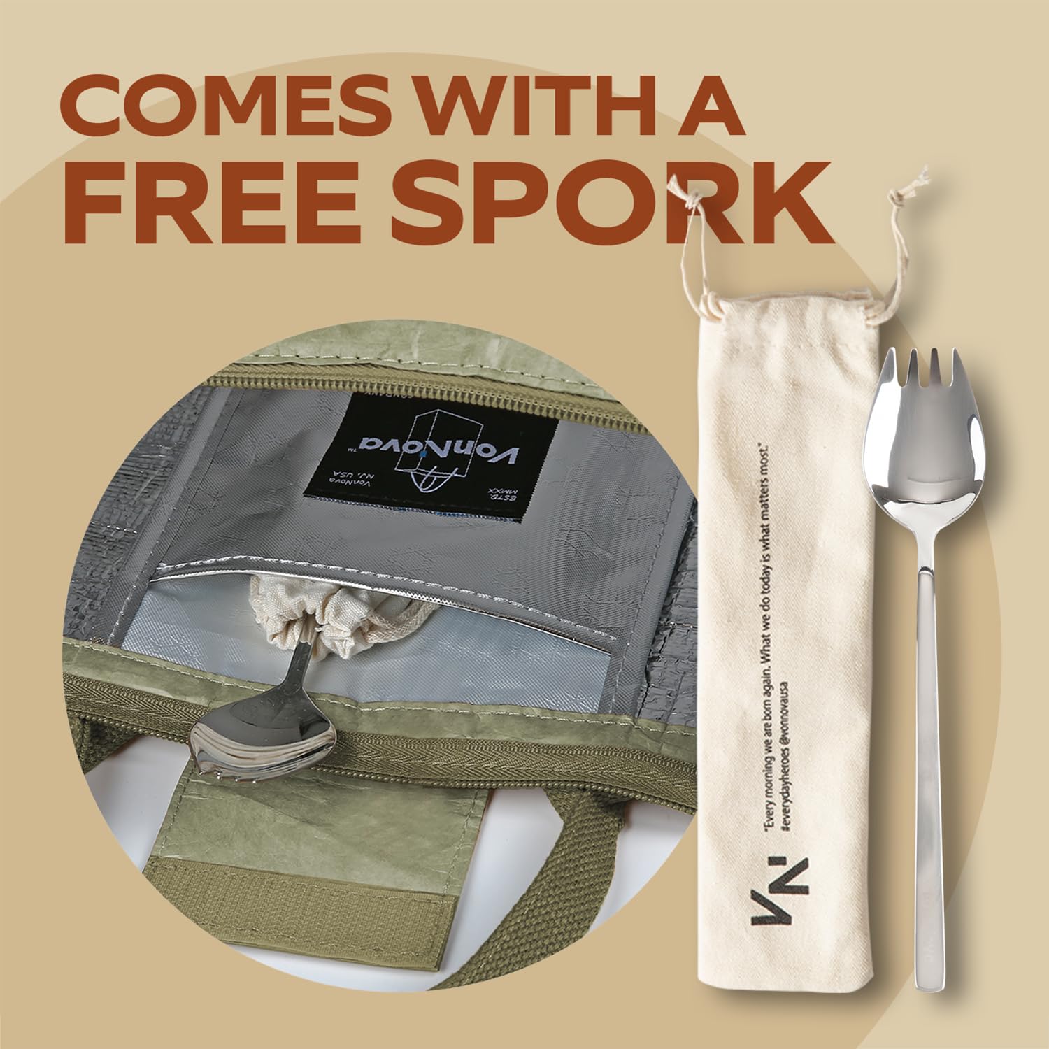 VonNova 4mm insulation lunch bag highlighting temperature retention