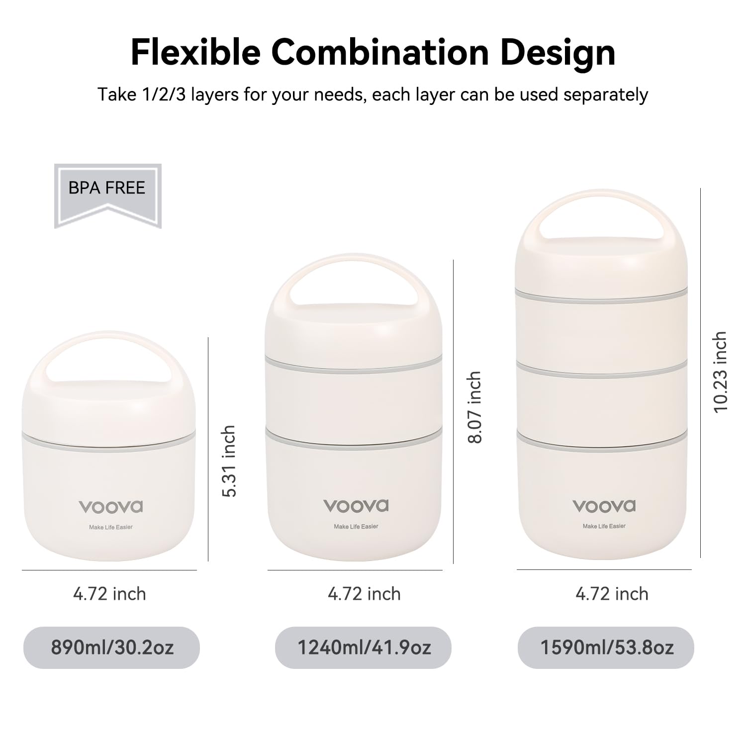 Voova insulated lunch bag keeps meals warm or cold during travel or commuting