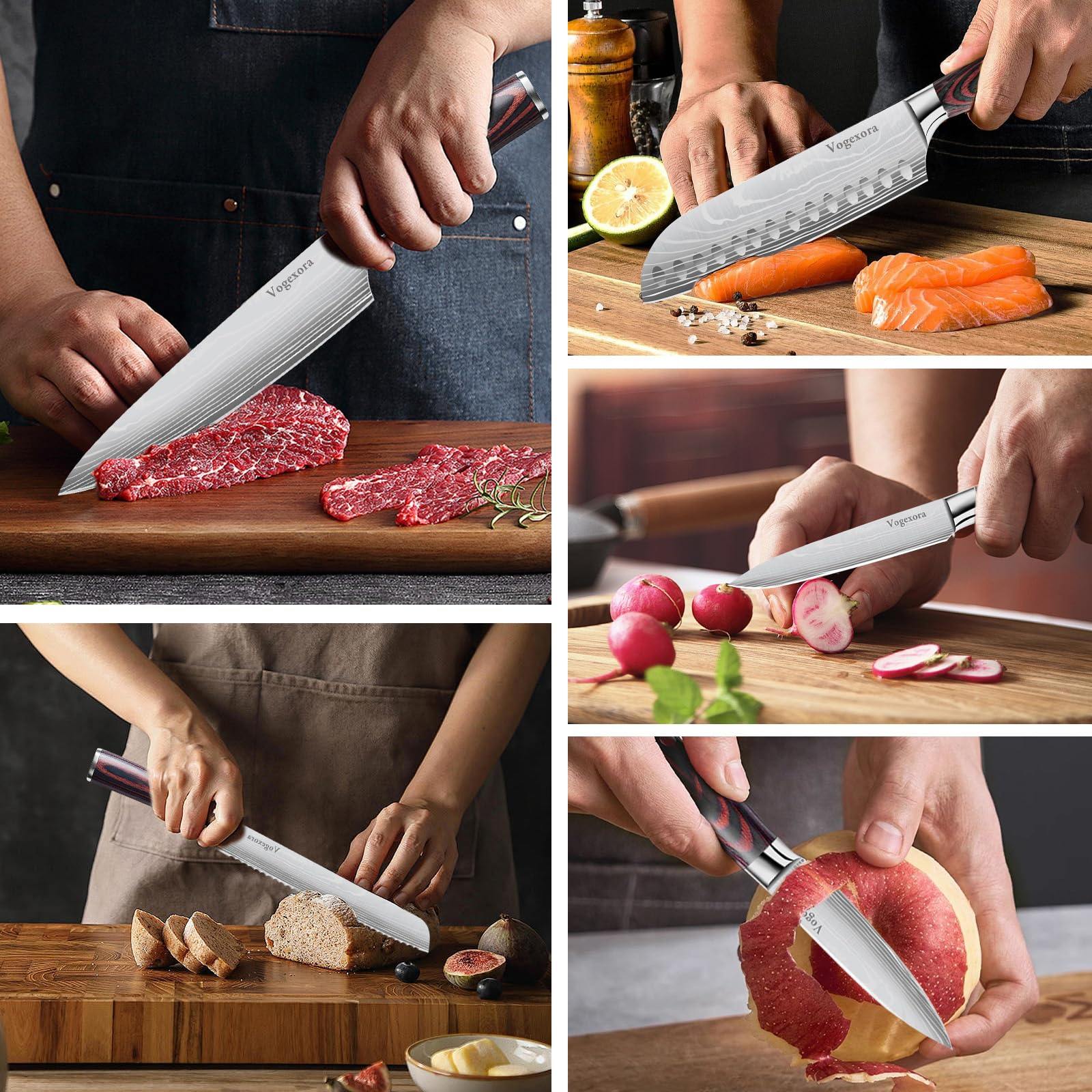 Vorgexora pakkawood ergonomic handle provides non-slip grip