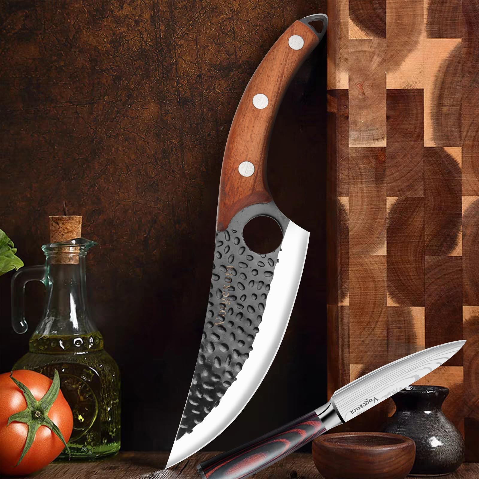 Vorgexora 3.5-inch paring knife for detailed peeling tasks.