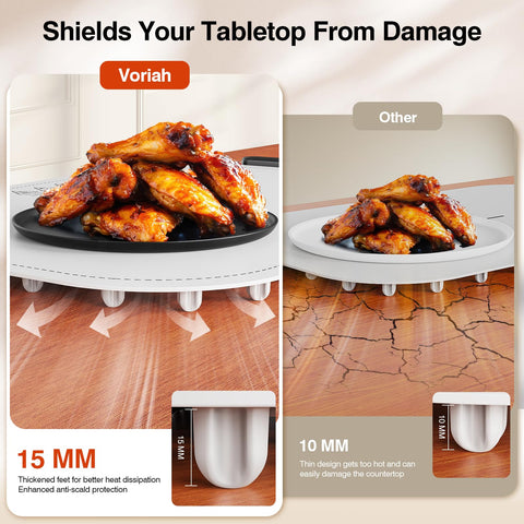 Voriah warming tray surface is waterproof and oil-resistant for spills