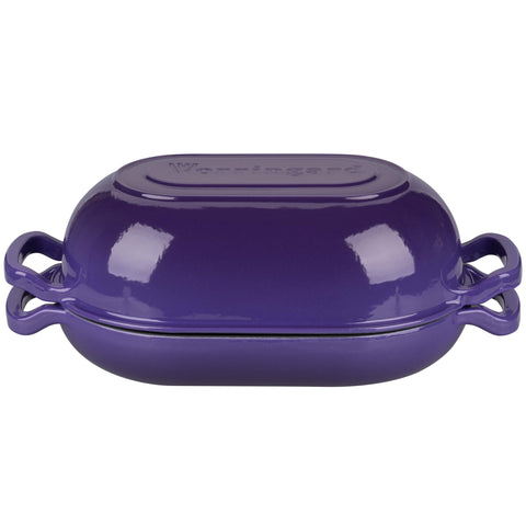 Purple VORRINGARD enamel exterior suitable for browning and even heat.