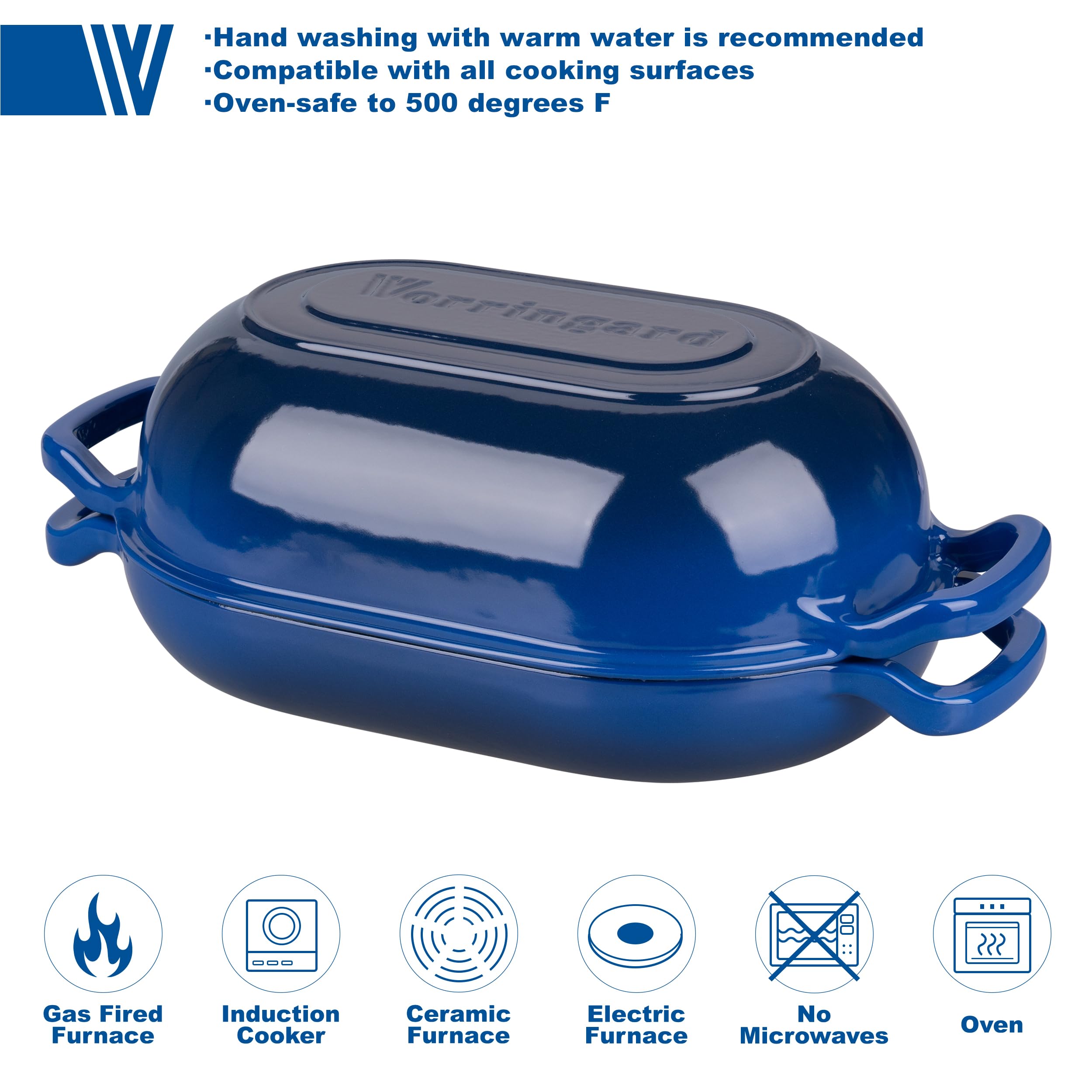 VORRINGARD blue enamel cast iron pan ideal for bread baking.