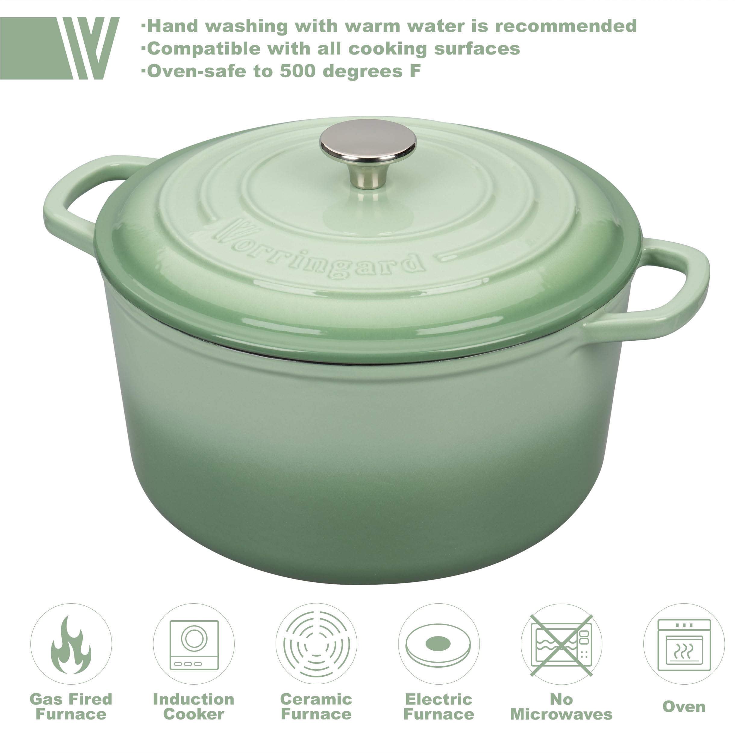 VORRINGARD cast iron pot on stove top, compatible with gas electric, ceramic, induction.