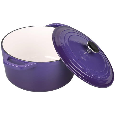 VORRINGARD cast-iron round oven emphasizes durable construction for versatile cooking.