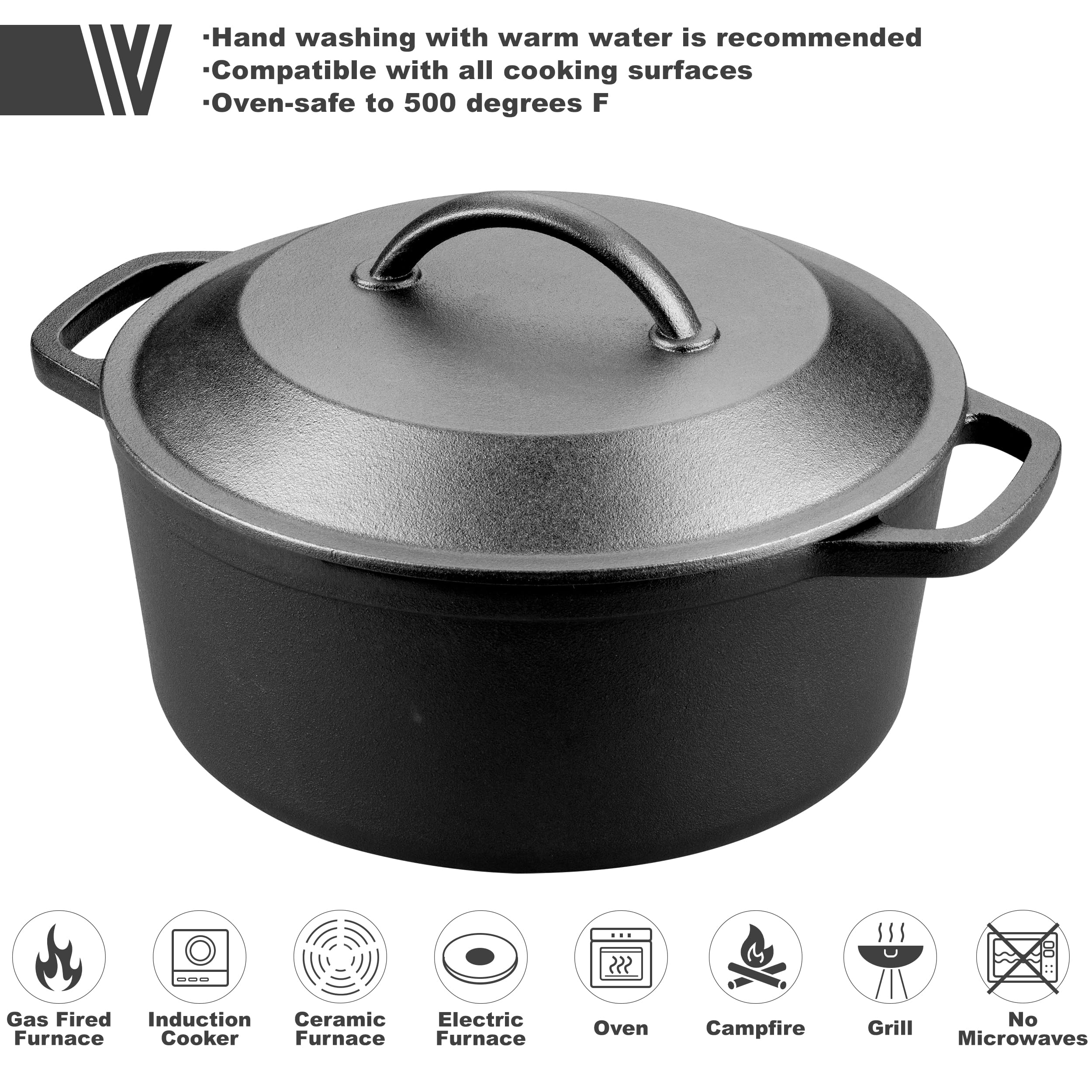 VORRINGARD Dutch oven with dual loop handles for easy lifting and serving