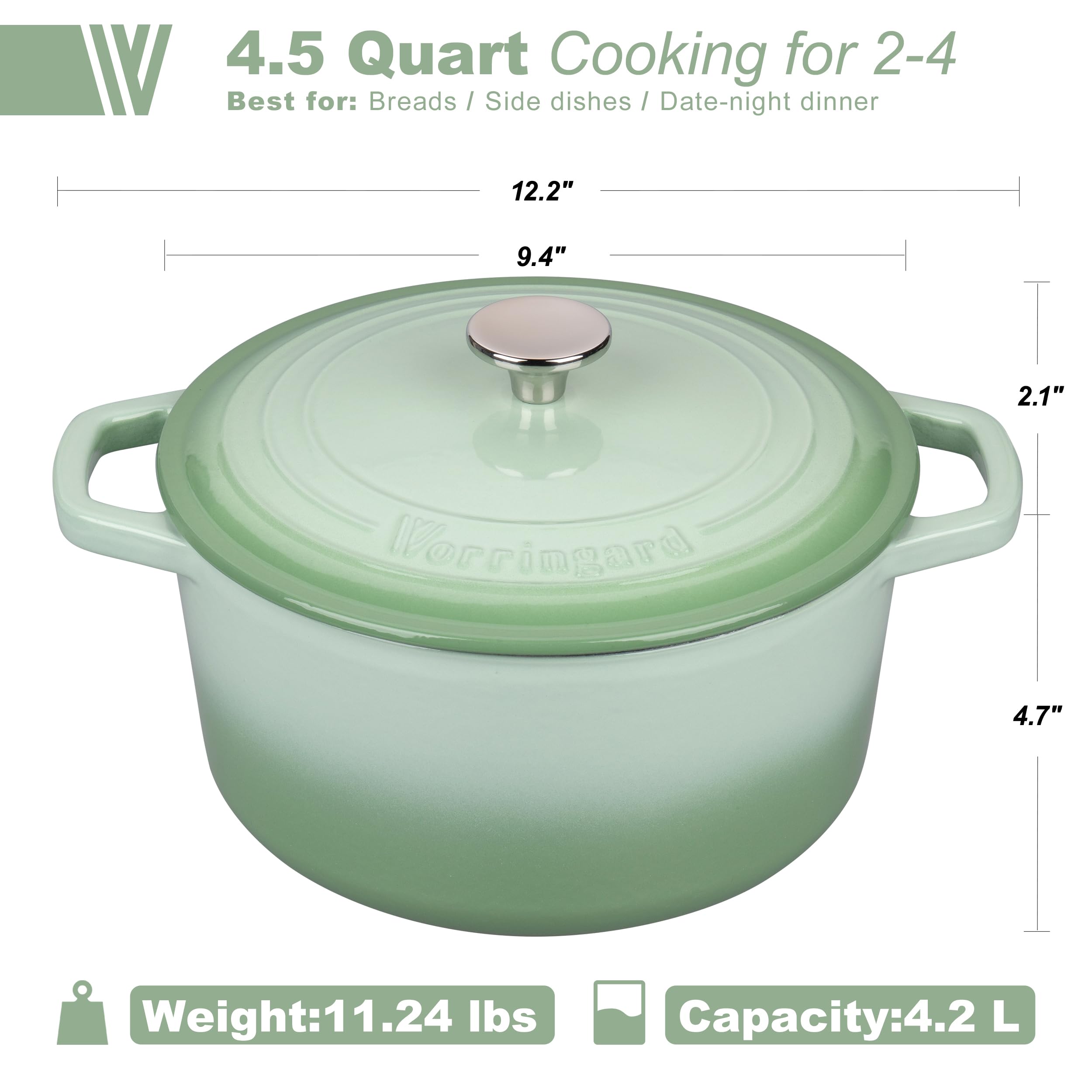 VORRINGARD green Dutch oven with lid on, sturdy construction for reliable cooking
