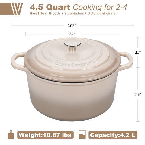 Lid and handles of the Vorringard latte enamelled Dutch oven for easy lifting