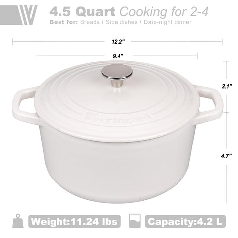 VORRINGARD lid shown with enameled white finish suitable for serving from oven to table