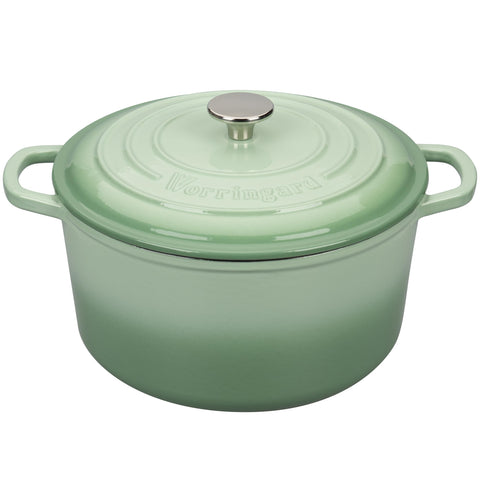 VORRINGARD green enamelled cast iron Dutch oven with lid, even heat distribution.
