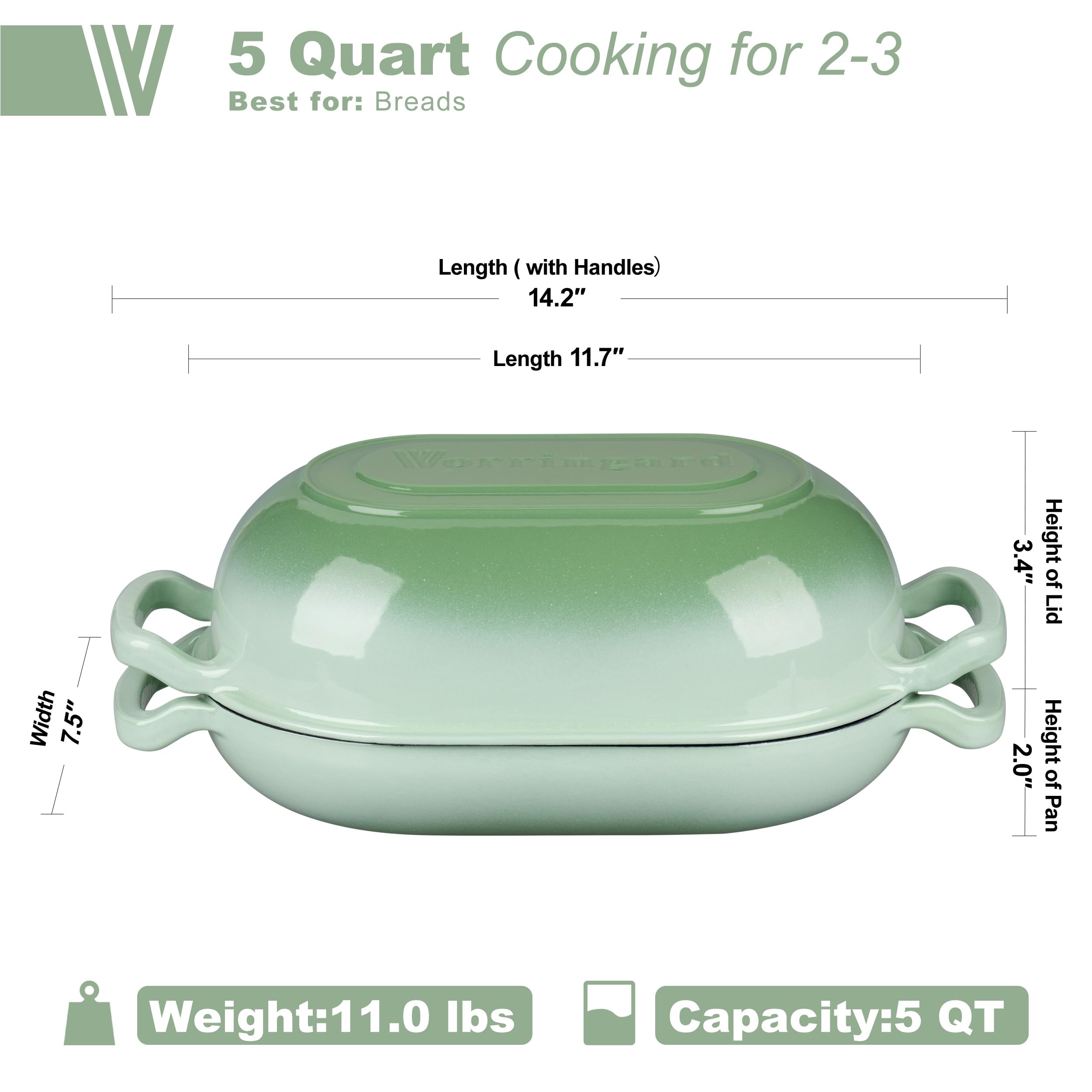 VORRINGARD green Dutch oven with lid on, heat retention for even cooking