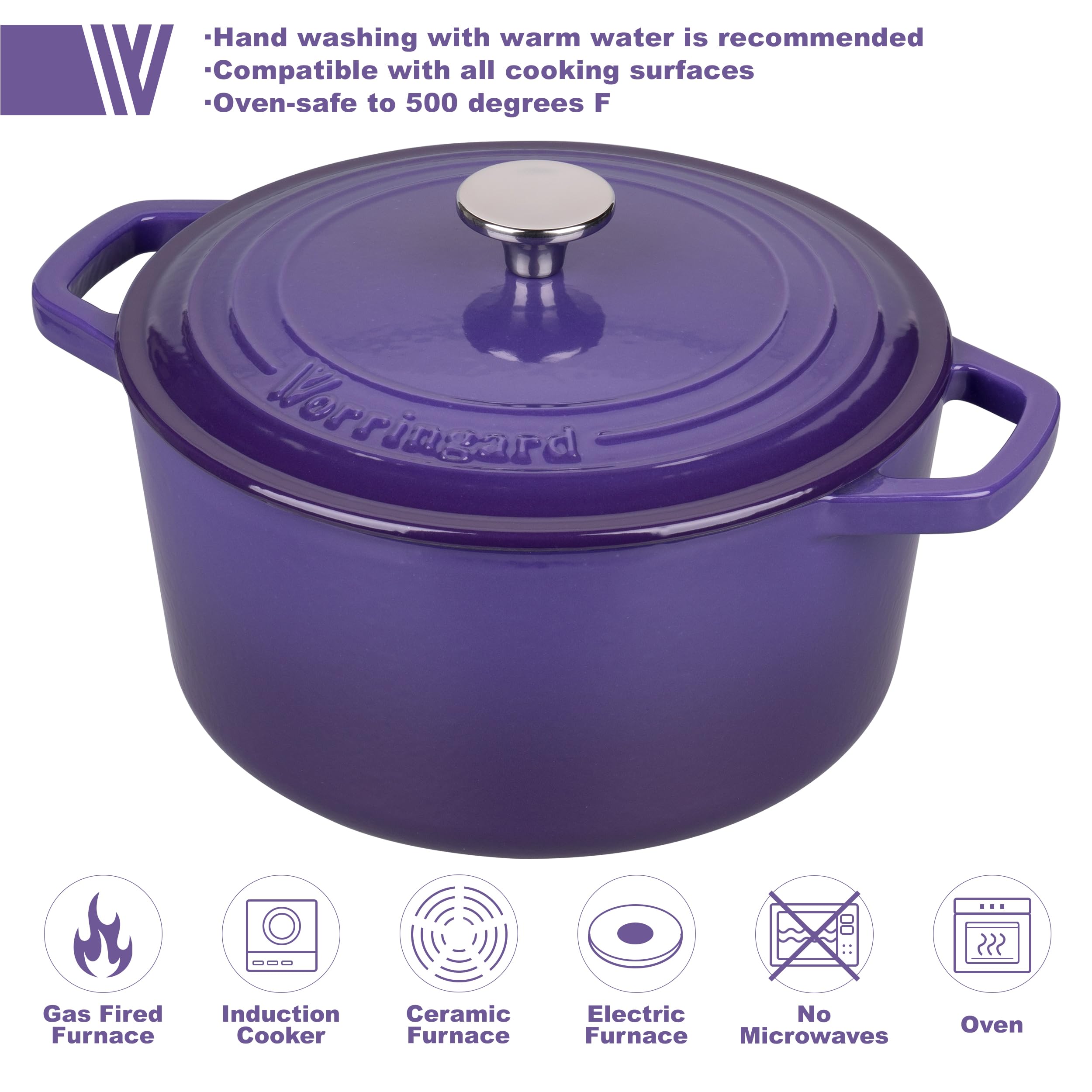 VORRINGARD enameled Dutch oven 6QT size suited for bread, braises, and stews.