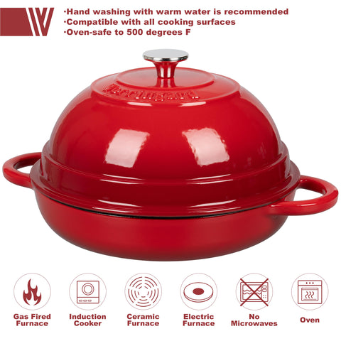 VORRINGARD cast iron Dutch oven achieves even heat distribution for consistent cooking.