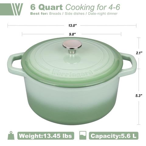 VORRINGARD green dutch oven on stove showing versatile cooking.