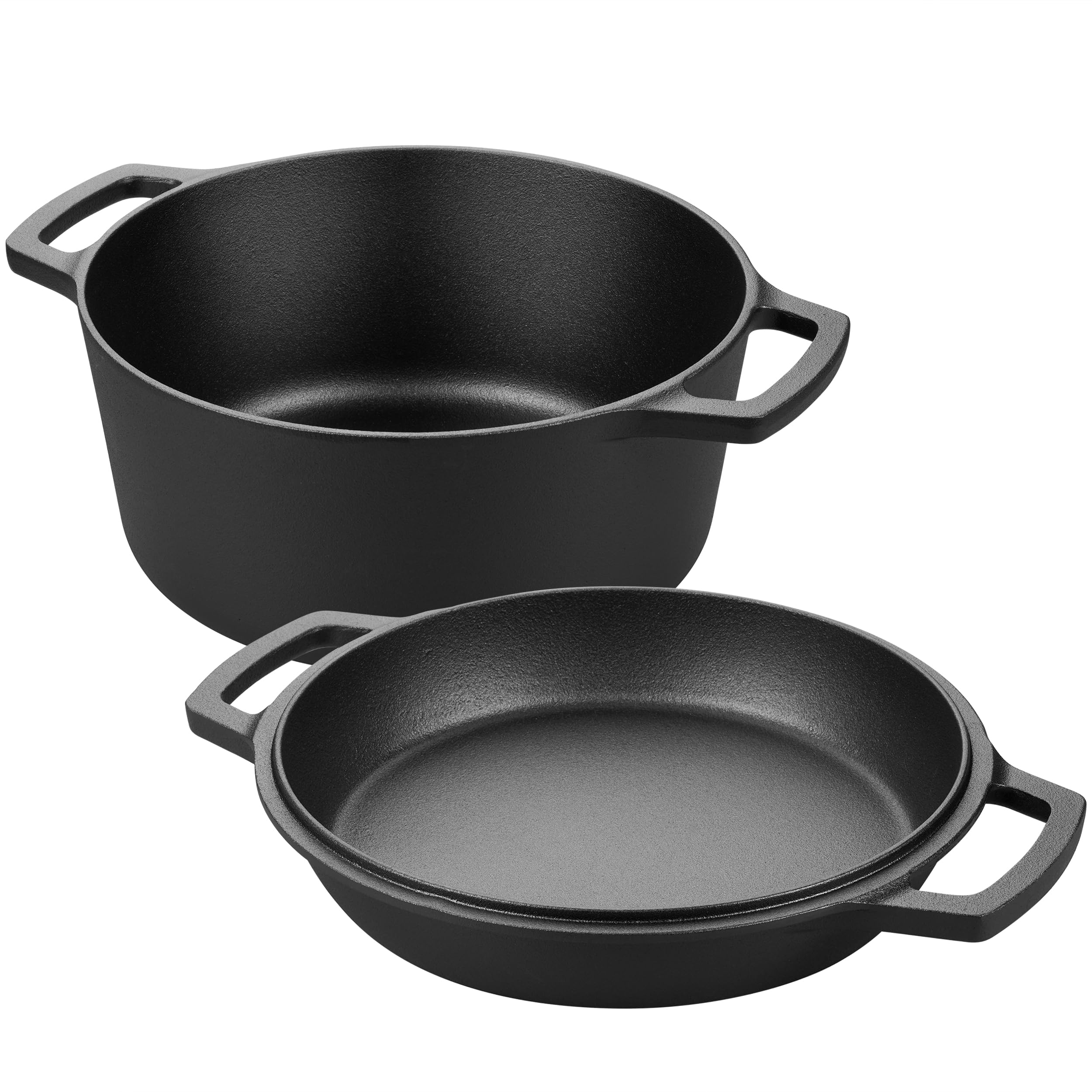 Lid convertible to skillet shown for compact storage and multi-use cooking