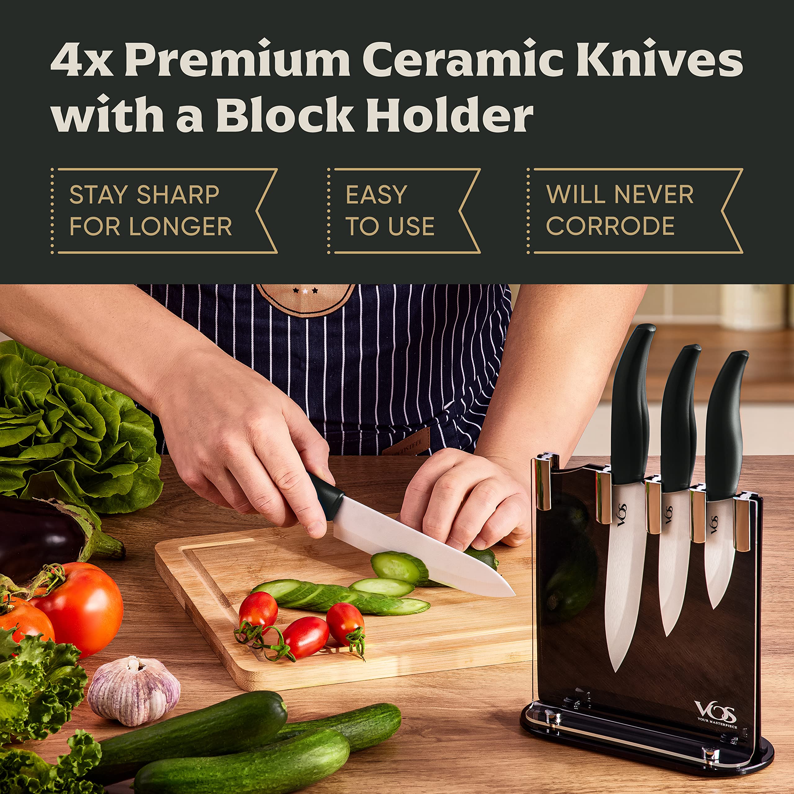 Vos 6-inch chef knife blade delivers clean, effortless slicing for fruits and vegetables