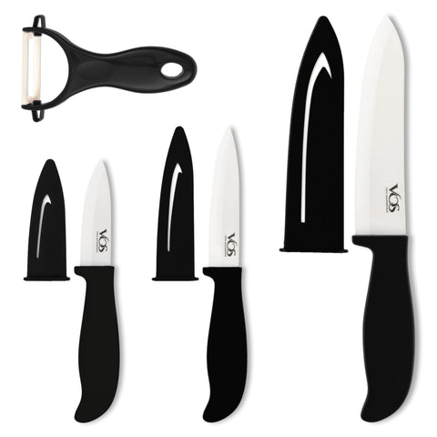 Vos ceramic knife set with 3-inch paring knife for precise peeling and slicing.