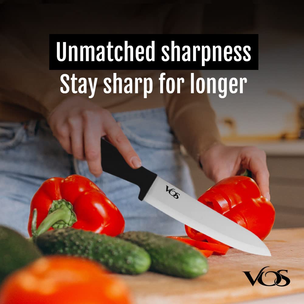 Vos ceramic knife set with 6-inch chef knife for versatile kitchen prep.