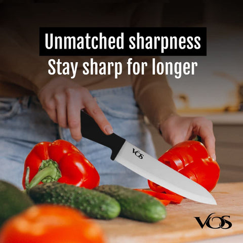 Vos ceramic knife set with 6-inch chef knife for versatile kitchen prep.