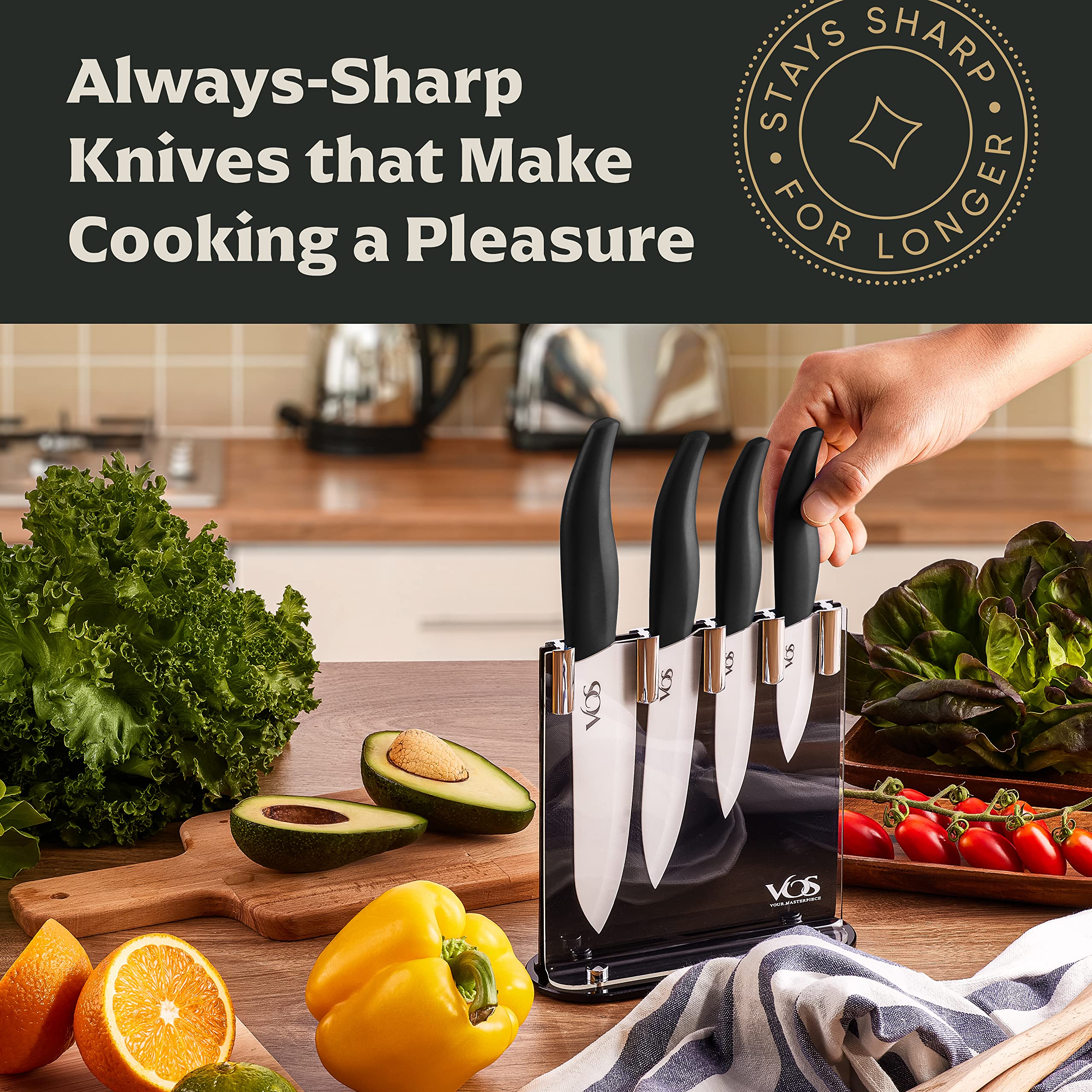 Vos kitchen knives are lightweight for comfortable, extended use
