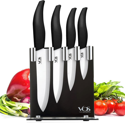 Vos ceramic knife set with block for precise, rust-resistant kitchen prep