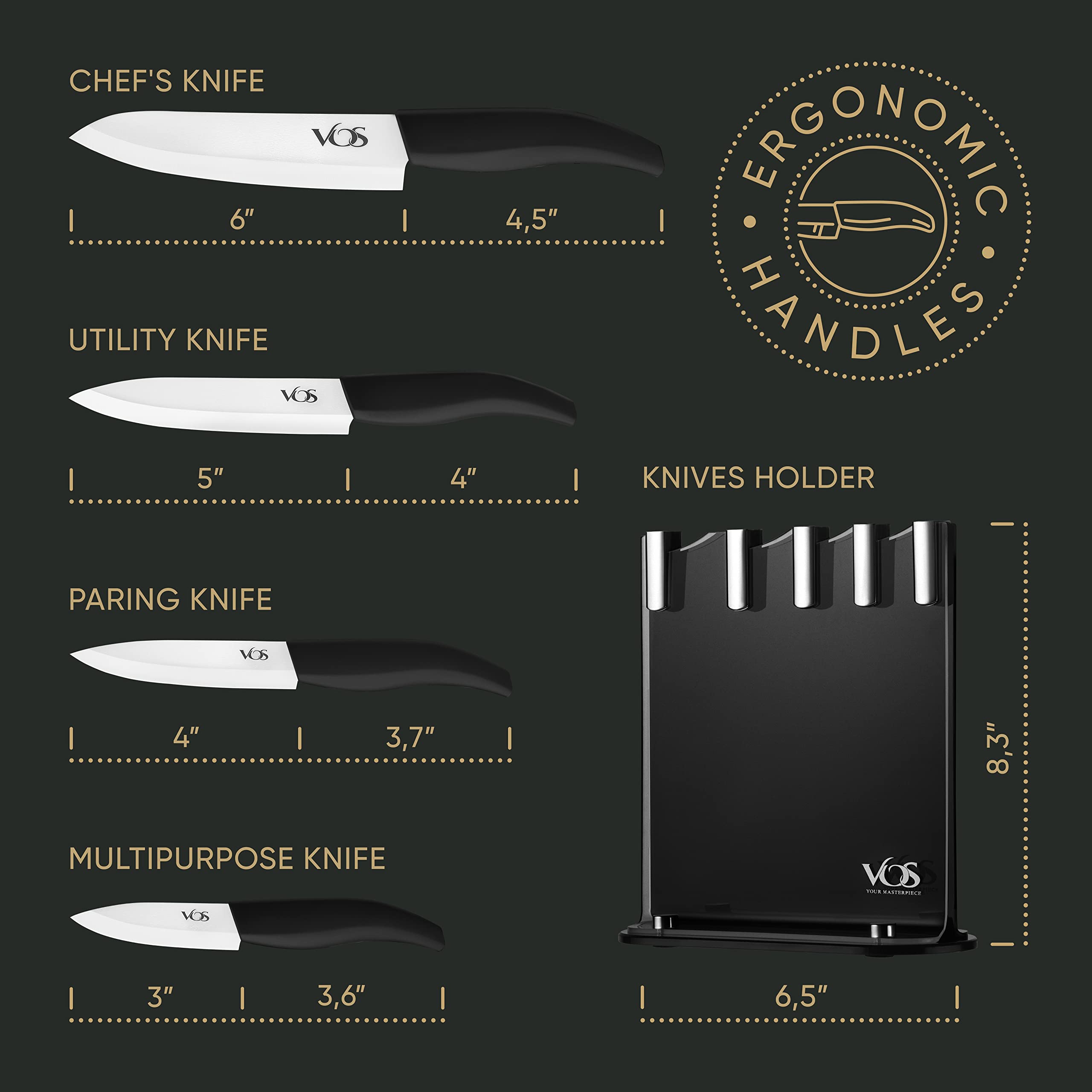 Vos knife set includes durable covers for safe storage and transport