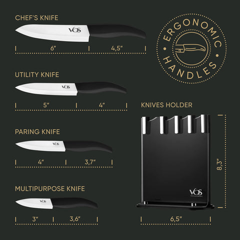 Vos knife set includes durable covers for safe storage and transport