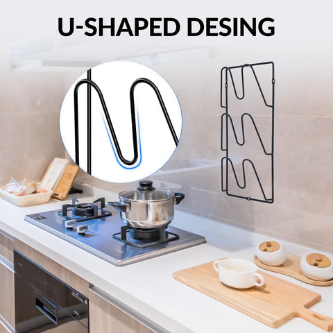 Vouchmind 6-tier pot lid organizer mounted on a wall for easy lid access
