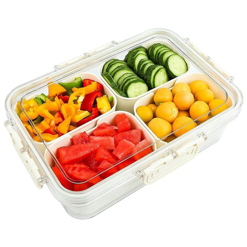 Vouken divided tray with white lid for organized party snacks.