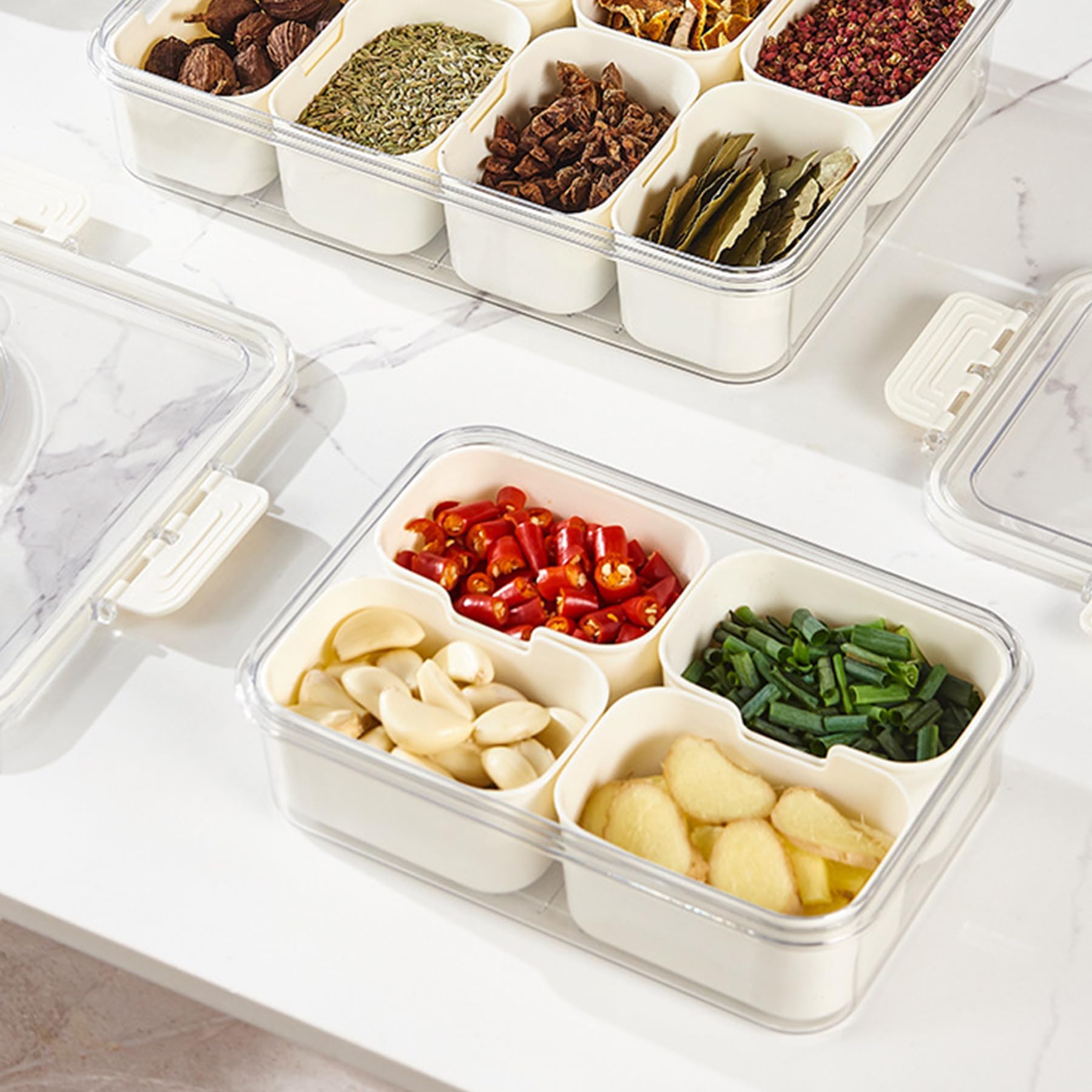 Vouken portable snack tray with buckle lid for secure transport.