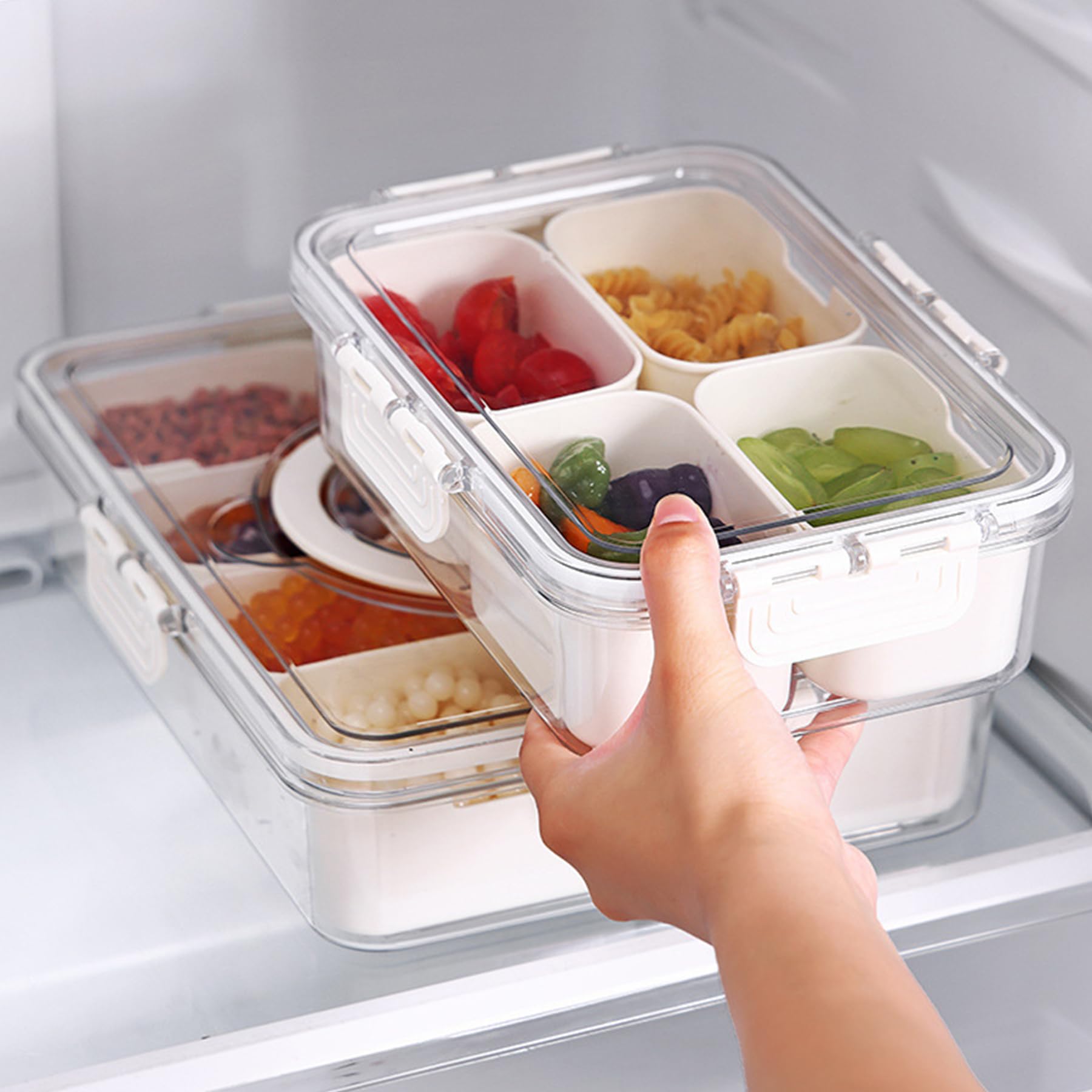 Vouken snack box multi-compartments keeps foods separate and fresh.