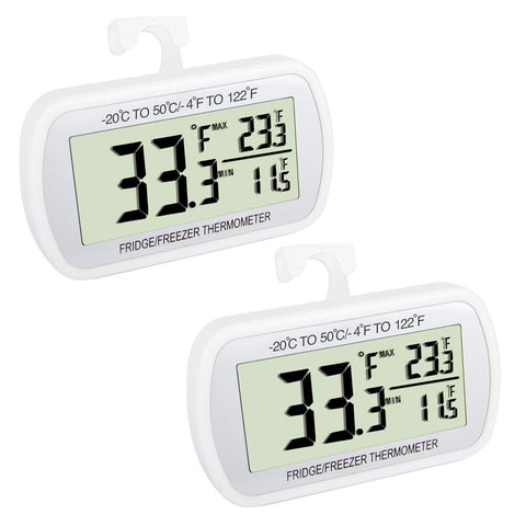 VOULOIR fridge thermometer with a large LCD display showing temperatures clearly.