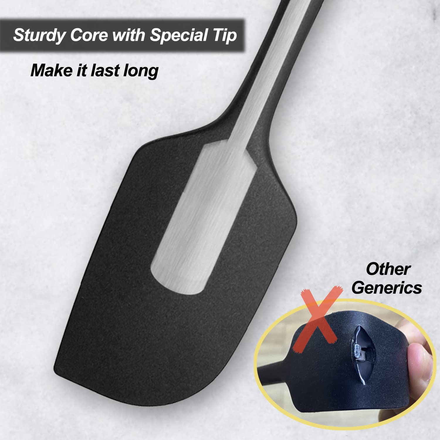 Vovoly easy-clean design spatula reduces food buildup and dishwasher cleaning