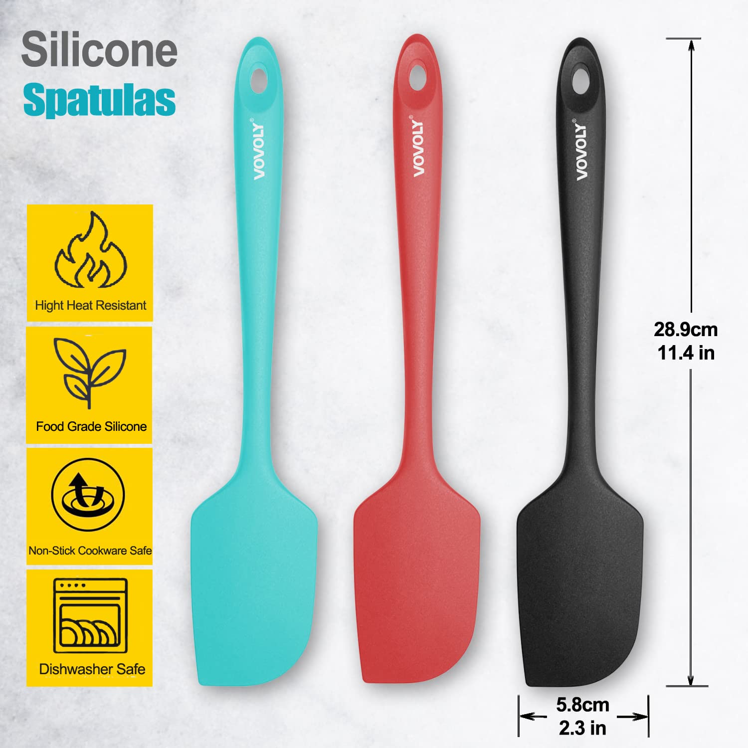 Vovoly spatula set with ergonomic handle for comfortable flipping and scraping