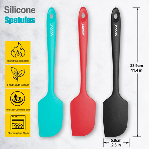 Vovoly spatula set with ergonomic handle for comfortable flipping and scraping