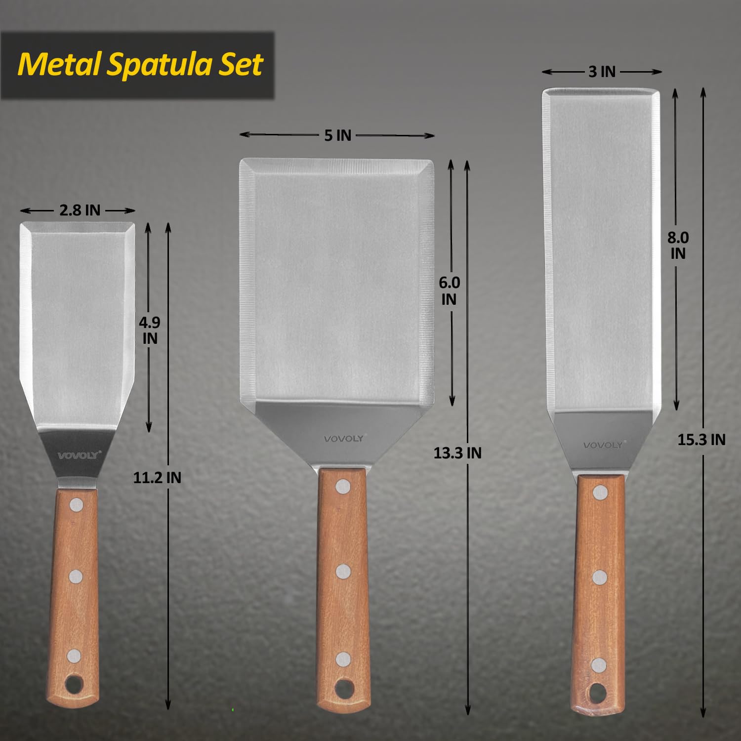 Vovoly beveled-edge spatula with long blade for precise turning and scraping