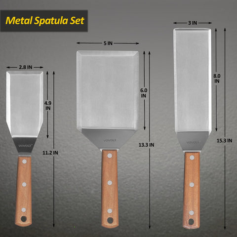 Vovoly beveled-edge spatula with long blade for precise turning and scraping