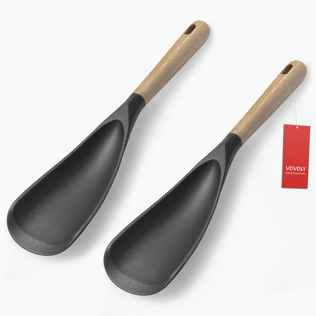 Vovoly cooking spoon with silicone tip for smooth stirring