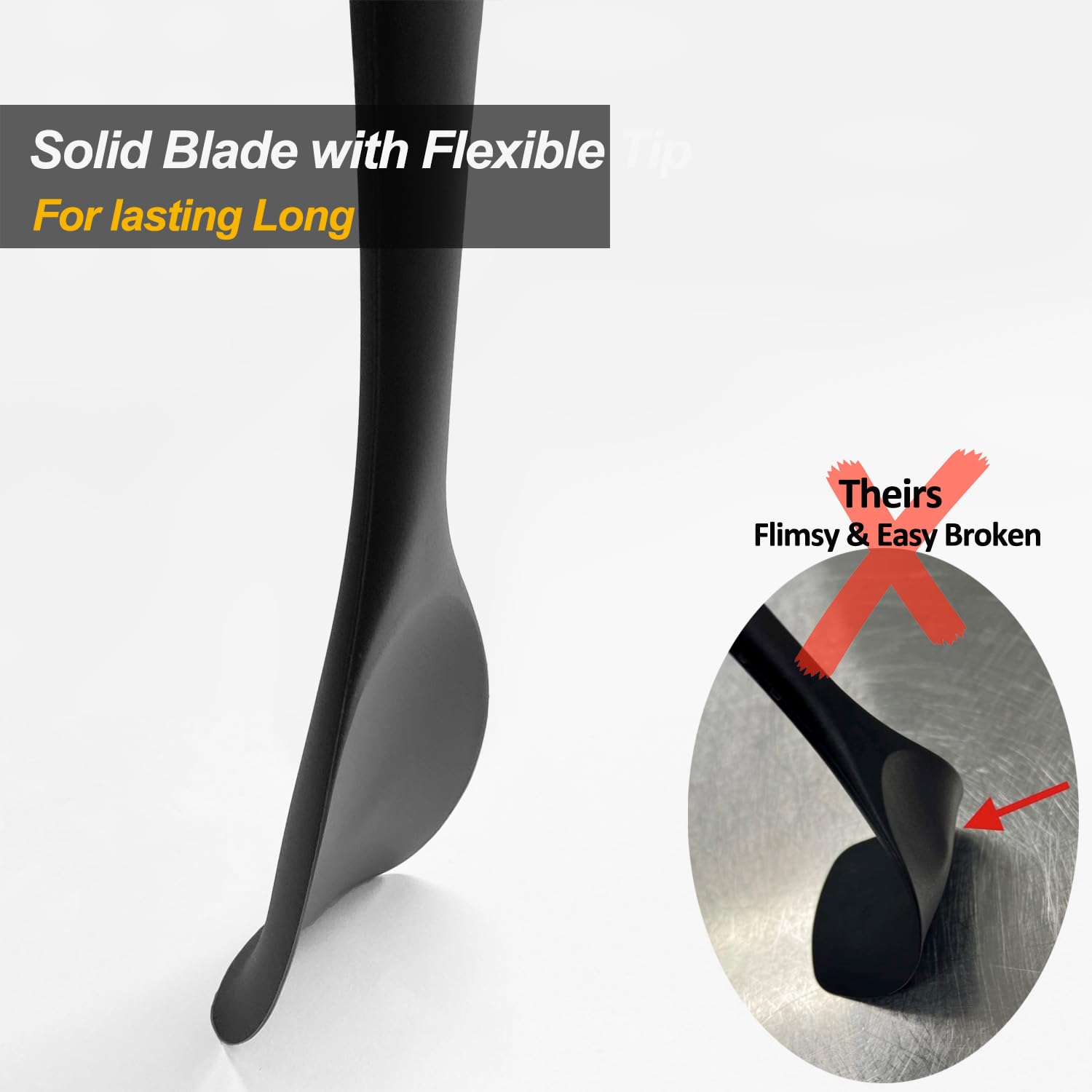 VOVOLY flexible silicone spatula scraper bending softly to scrape bowls.