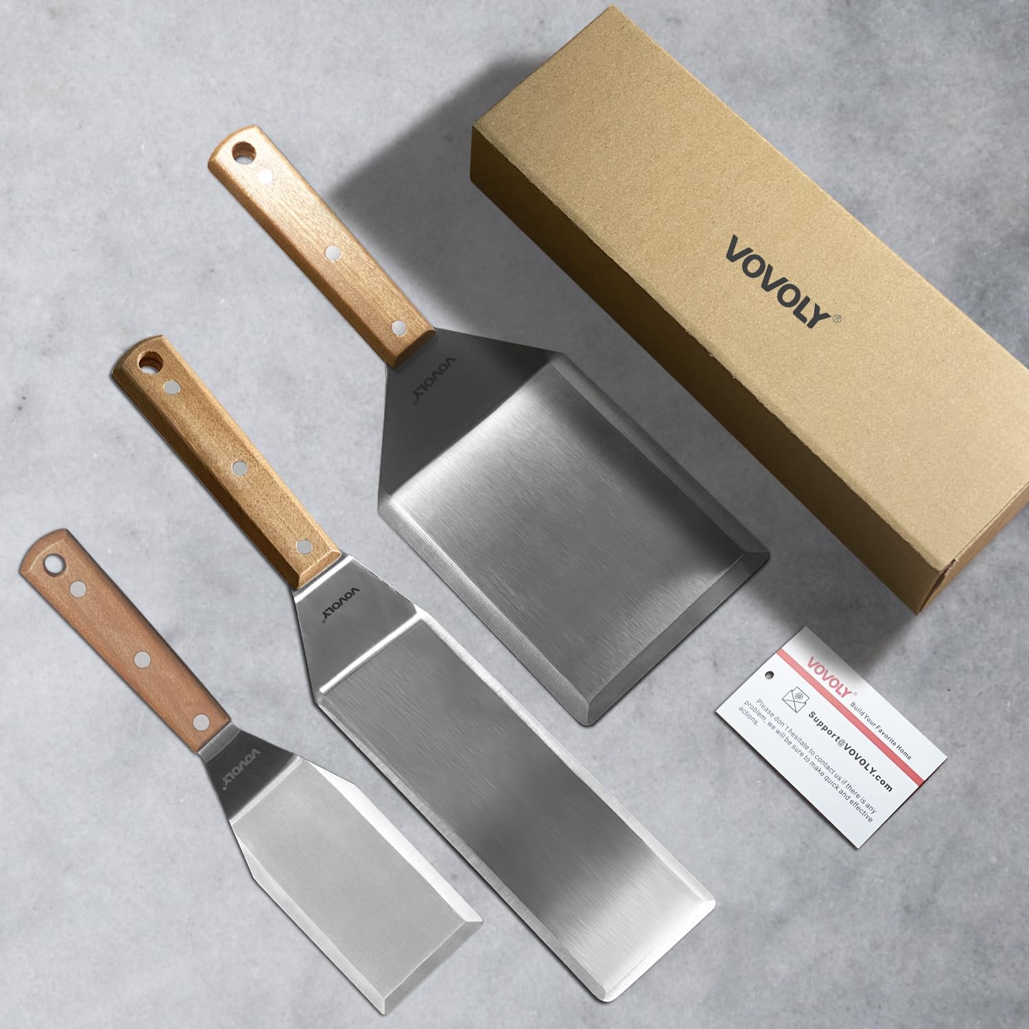Vovoly full-tang wooden-handle spatula for durable grip