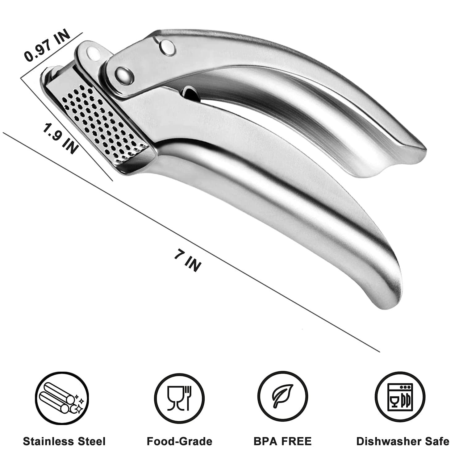 VOVOLY professional-grade garlic press built for heavy-duty kitchen tasks.