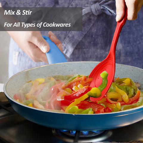 Vovoly red spoons add vibrant color to cookware and kitchen prep.