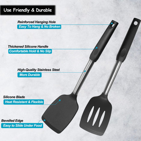 Vovoly silicone spatula edge beveled for precise lifting under food