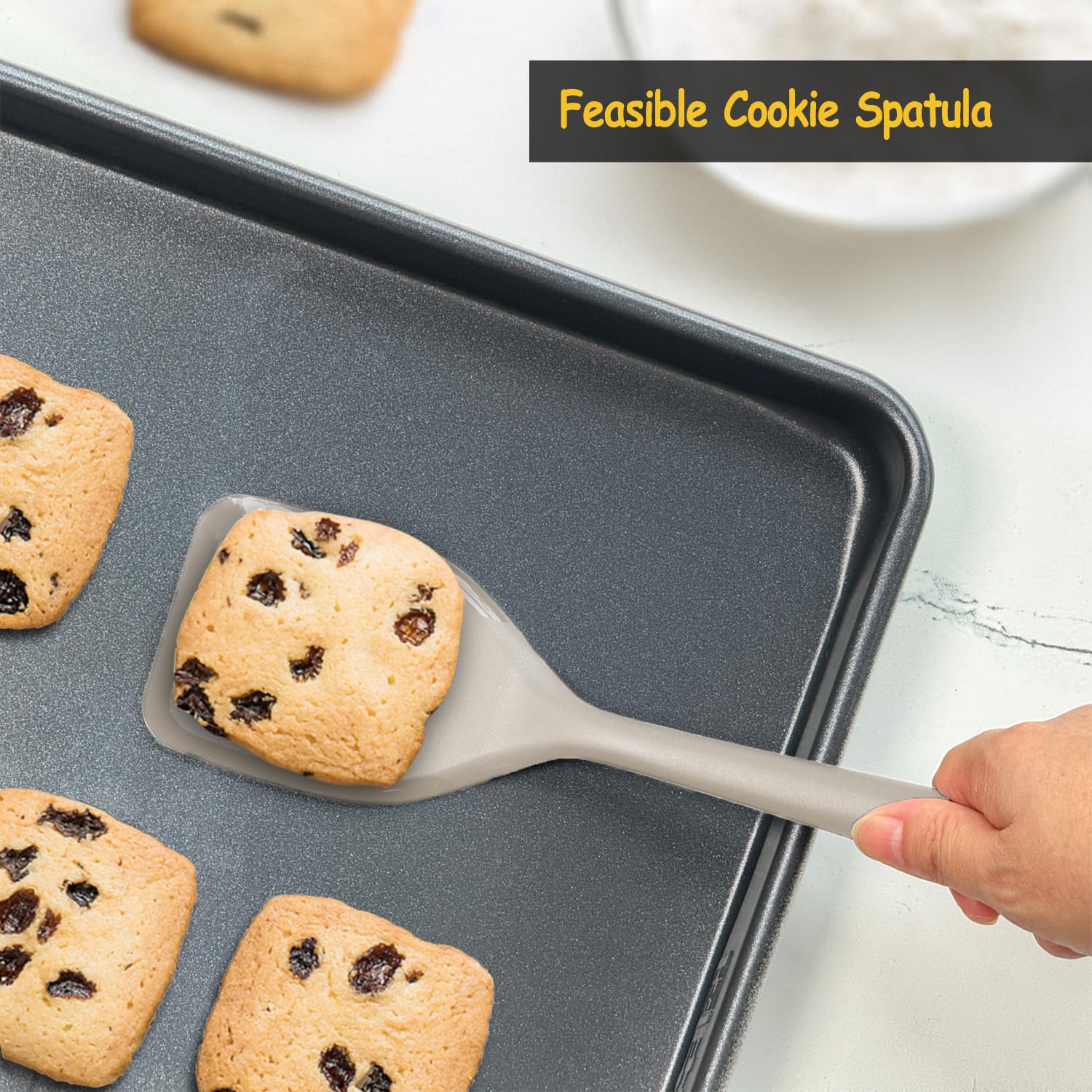 Vovoly ergonomic handle with non-slip grip reduces slips during busy cooking.